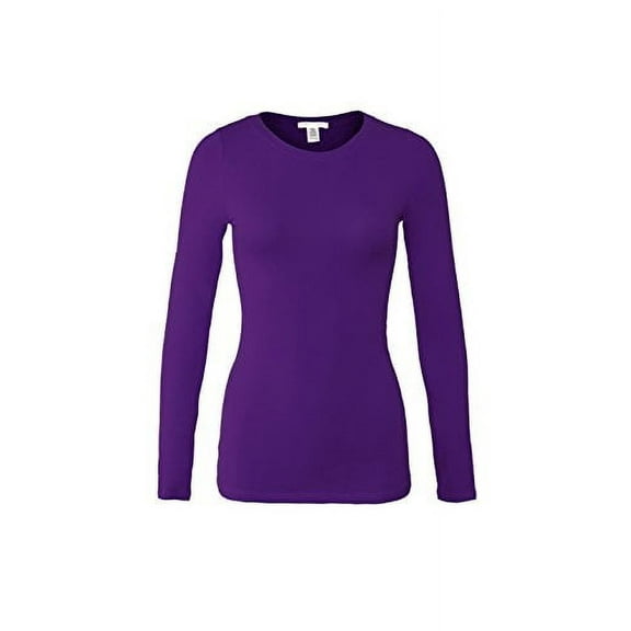 Bozzolo Women's RT1200 Basic Round Neck Long Sleeve T Shirt Top