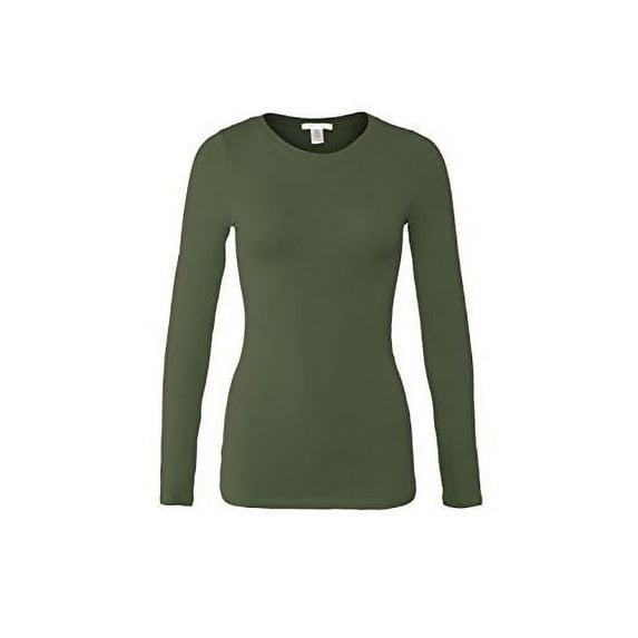 Bozzolo Women's RT1200 Basic Round Neck Long Sleeve T Shirt Top
