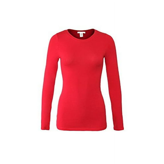 Bozzolo Women's RT1200 Basic Round Neck Long Sleeve T Shirt Top