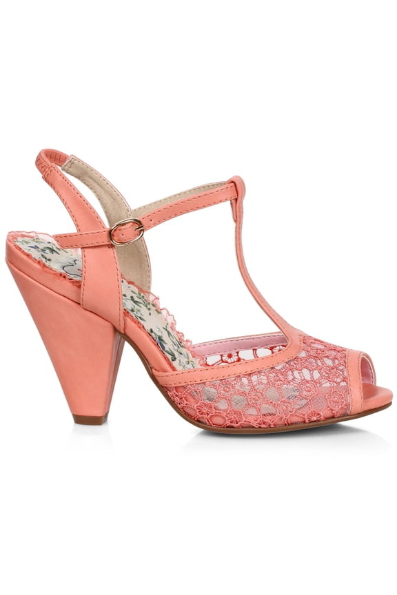 Bp403-Brooklyn, Womens 4" T-Strap Peep Toe Shoe With Lace