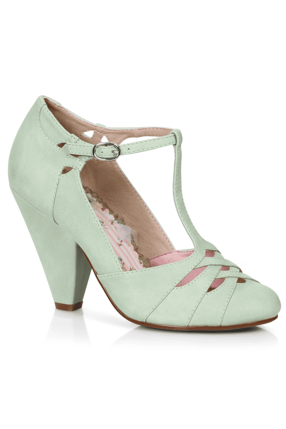 Bp403-Laura, Womens 4" T-Strap Pump With Cut Outs