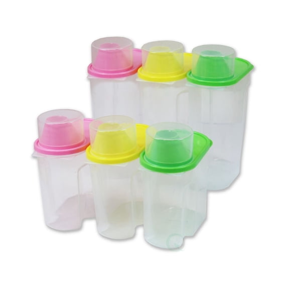 Bpa - Free Plastic Food Saver Set of 3 Large and 3 Small with Graduated Cap for Kitchen Food Storage