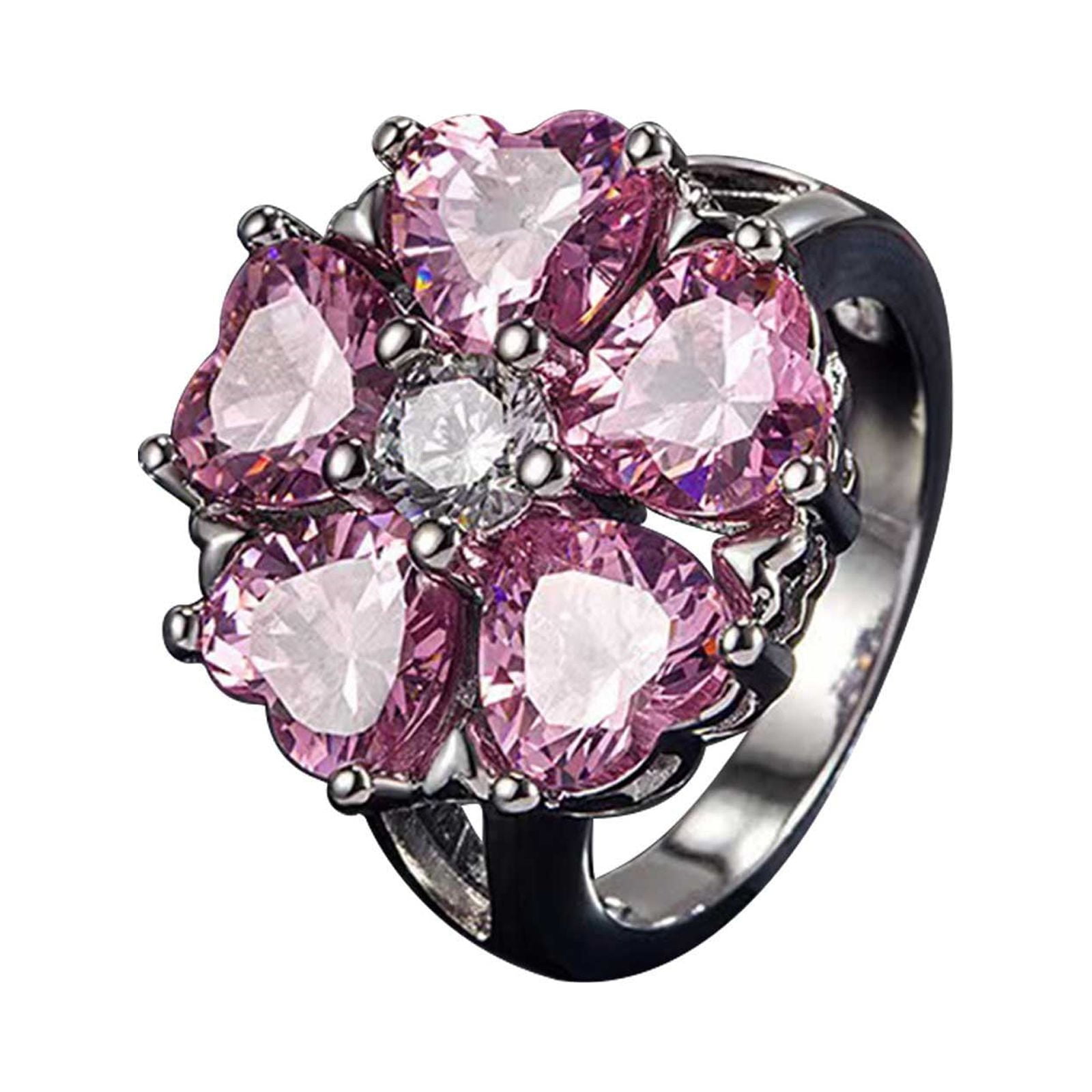 Bpllapeg Christmas Gift Rings,Womens Ring Shiny Cherry Zircon Water