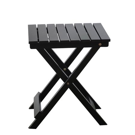 BplusZ Adirondack Portable Folding Wood Outdoor Side Table, Black