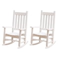 thumbnail image 1 of BplusZ Child's Porch Rocking Chairs Set of 2 - Perfect for Indoor or Outdoor Patio Use, Small Wooden Rocker for Kids Ages 6-10, White, 1 of 7