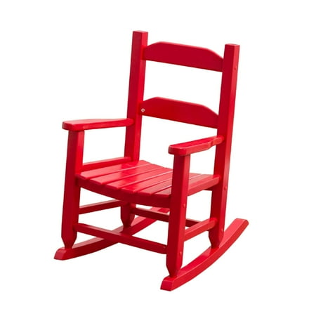BplusZ Child's Rocking Chair Paint Wood Patio Rocker, Red