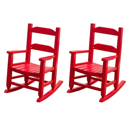 BplusZ Kid's Patio Rocking Chairs Set of 2: Small Indoor/Outdoor Rocker for Children Ages 3-6, Perfect for Porch, Balcony and Lawn, Red