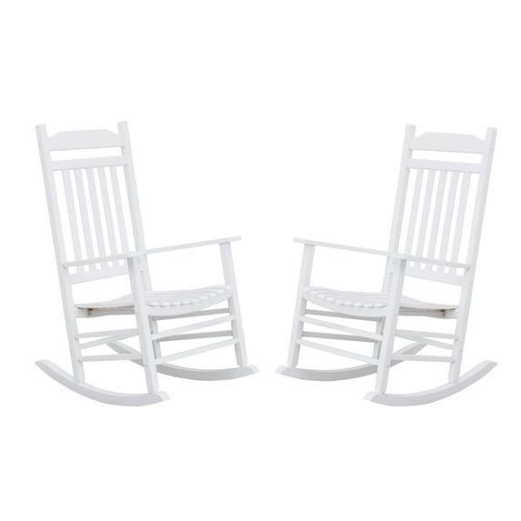 BplusZ Outdoor Rocking Chairs Set of 2 Patio Rocker Furniture for Porch Garden Lawn Indoor Classic Arm Chairs White