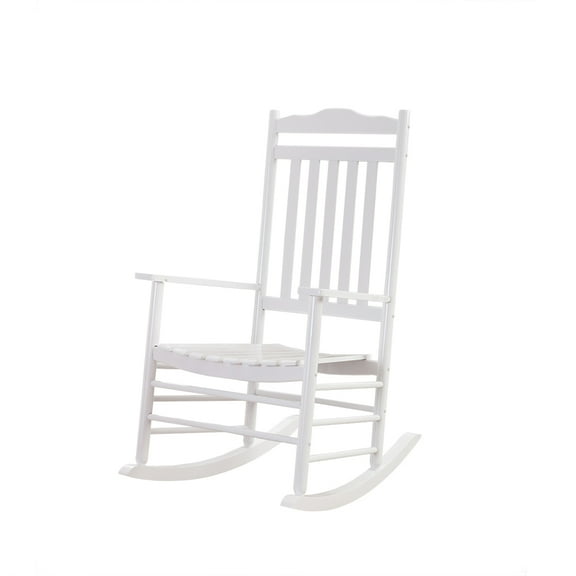 BplusZ Paint Wood Rocking Chair Porch Rocker Outdoor, White
