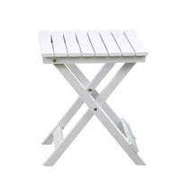 BplusZ Portable Wooden Folding Small Side Table Square, White