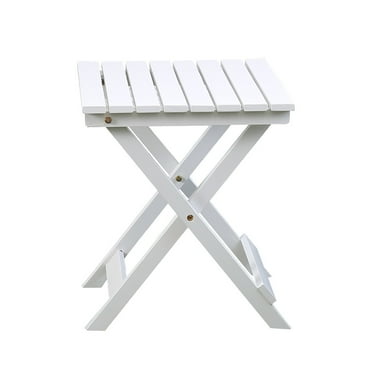 BplusZ Portable Wooden Folding Small Side Table Square, White