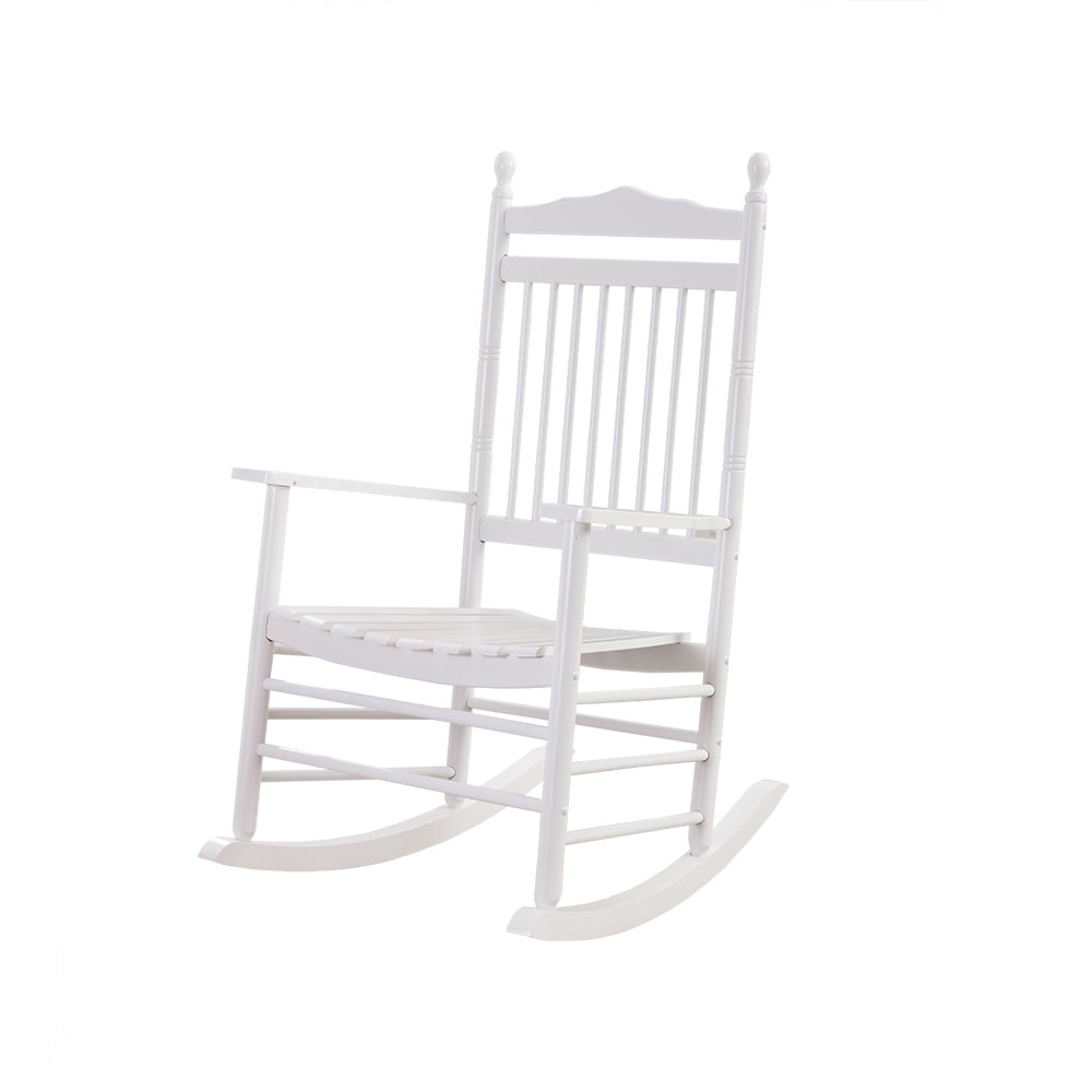 White Rocker Bench BplusZ Wooden Rocking Chair, White, Porch Rocker, Hardwood, Comfortable ...