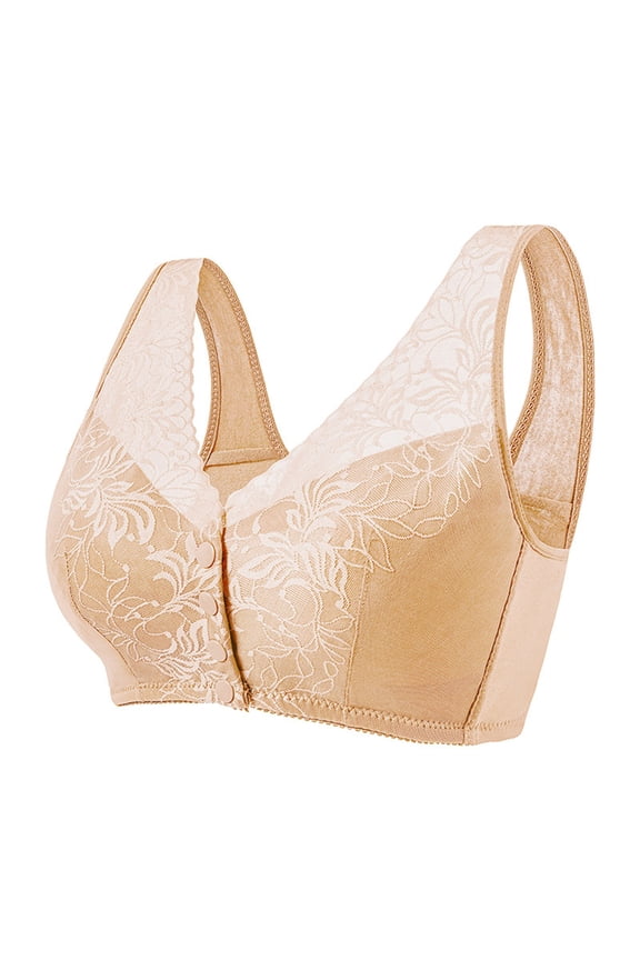 Bras for Women Full Coverage Back Fat Front Closure No Underwire Bralette,Middle Aged And Elderly Bras Without Steel Rings Large Size Underwear Front Button Style Bra Comfortable Bra