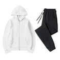 thumbnail image 1 of Bpmpbo Couples Two-Piece Set Fleece Lined Zip Up Hoodie and Jogger Pants, Matching Winter Sweatsuit for Men and Women, 1 of 8