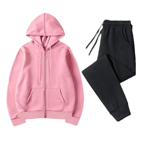 Bpmpbo Couples Two-Piece Set Fleece Lined Zip Up Hoodie and Jogger Pants, Matching Winter Sweatsuit for Men and Women