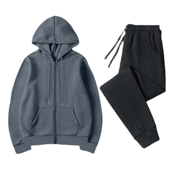 Bpmpbo Couples Two-Piece Set Fleece Lined Zip Up Hoodie and Jogger Pants, Matching Winter Sweatsuit for Men and Women