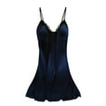 thumbnail image 1 of Bpmpbo Fashion Women Camisole Nightdress Sleeveless Sleepwear Summer Lace V Neck Short Sleepshirts Casual Solid Ice Silk Sleep Dress with Removable Chest pads Adjustable shoulder straps, 1 of 5