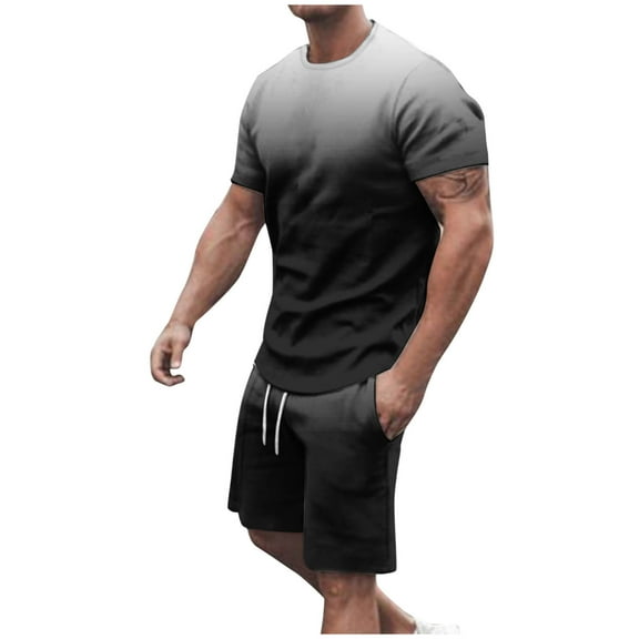 Bpmpbo Men's 2 Piece Outfits Letter Crewneck Short Sleeve T-Shirt and Shorts Set，Men Casual Short Sleeve Blouse and Shorts Pants Suit