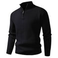 thumbnail image 1 of Bpmpbo Men's Cable Knit Quarter Zip Sweater Solid Color Long Sleeve Stand Collar Ribbed Pullover for Fall Winter, 1 of 2