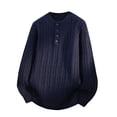thumbnail image 1 of Bpmpbo Men's Cable Knit Sweater with Button Detail Solid Color Crewneck Pullover Warm Stretch Long Sleeve Top, 1 of 4