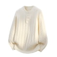 thumbnail image 1 of Bpmpbo Men's Cable Knit Sweater with Button Detail Solid Color Crewneck Pullover Warm Stretch Long Sleeve Top, 1 of 9