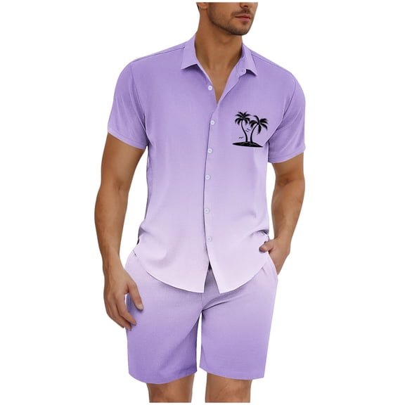Bpmpbo Men's Hawaiian Matching Set Summer Tropical Beach Shirt 2 Piece Outfits Flower Button Down Shirts and Shorts