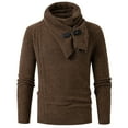thumbnail image 1 of Bpmpbo Men's Knit Sweater with Detachable Scarf Solid Color Long Sleeve Crewneck Pullover, 1 of 9