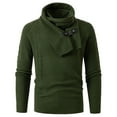 thumbnail image 1 of Bpmpbo Men's Knit Sweater with Detachable Scarf Solid Color Long Sleeve Crewneck Pullover, 1 of 9