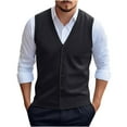 thumbnail image 1 of Bpmpbo Men's Knit Vest Sleeveless Solid Color Button Front Wool Cardigan Pocket Sweater Vest, 1 of 2