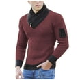 thumbnail image 1 of Bpmpbo Men's Solid Color Cowl Neck Sweater Fashion Long Sleeve Knit Pullover Fall Winter Clothing, 1 of 8