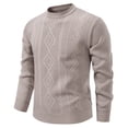 thumbnail image 1 of Bpmpbo Men's Stretch Ribbed Sweater Flexible Soft Knit Pullover Solid Color Comfort Fit Crewneck Warmth Winter Clothing, 1 of 8
