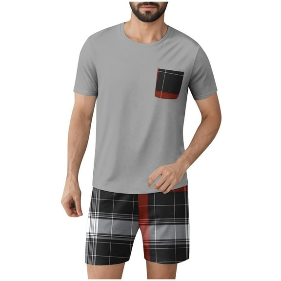 Bpmpbo Men's Track Suits 2 Piece Summer Short Sets Outfits Fashion Polo Shirt Casual Round Neck Printing Short Sleeve and Sports Slim Elastic Waistband Shorts Set