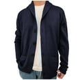 thumbnail image 1 of Bpmpbo Men's Turndown Collar Cardigan Solid Color Button Down Knit Sweater Casual Long Sleeve Open Front Coat with Pockets, 1 of 6