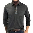 thumbnail image 1 of Bpmpbo Mens Pullover Shirts, Long Sleeve Turndown Collared Button with Pockets Mens Basic Shirt Tops on Sale, 1 of 5