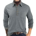 thumbnail image 1 of Bpmpbo Mens Pullover Shirts, Long Sleeve Turndown Collared Button with Pockets Mens Basic Shirt Tops on Sale, 1 of 5