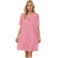 thumbnail image 1 of Bpmpbo Plus Size Nightgowns for Women Summer Short Sleeved Sleepwear Loose Sexy Lace Lace Imitation Silk Pleated Nightdress V Neck Knee Length Sleepshirts, 1 of 7