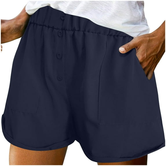Bpmpbo Shorts for Women Summer Fashion Solid Color Button Pocket Shorts on Clearance