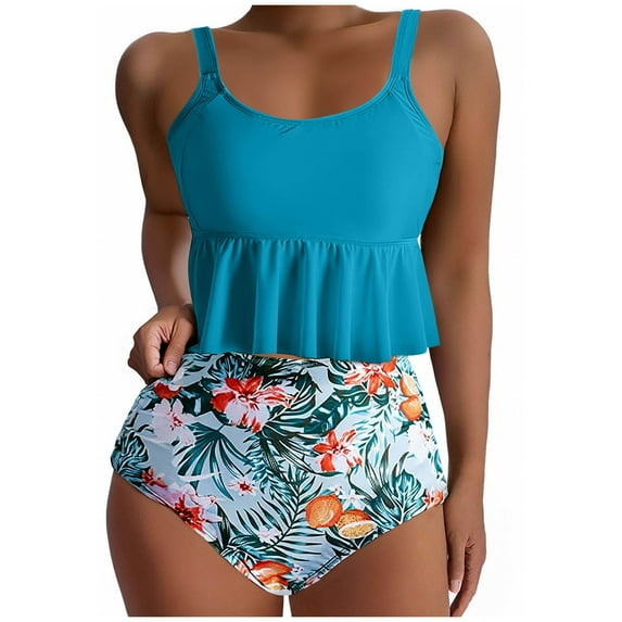 Bpmpbo Summer Women's Vintage Printed Swimsuit Sets Conservative Swimwear Women's Printed Beach Skirt Bikini Swimsuit on Clearance