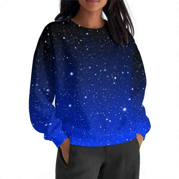 Bpmpbo Sweatshirt for Women Long Sleeves Gradient Color Tunic Tops Crewneck Hoodless Tunic Tops Casual Loose Fit Sweatshirt