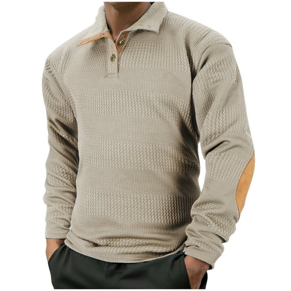 Bpmpbo T Shirts for Men Long Sleeve Button Turndown Collar T-Shirts Fashion Casual Solid Color T Shirt Top Casual Basic Tops
