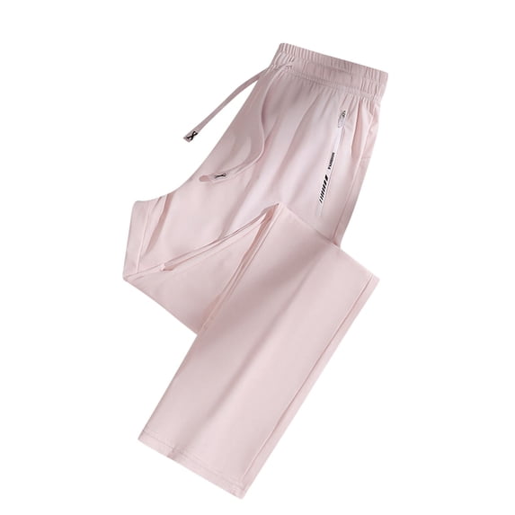 Bpmpbo Women 2025 New Sports Pants Solid Color Elastic Waist Drawstring Zipper Pocket Sports Fitness Running Pants Casual Sweatpants Full Length Pants Summer on Clearance