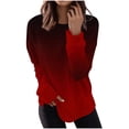 thumbnail image 1 of Bpmpbo Women Round Neck Sweatshirt Long Sleeves Casual Gradient Color Shirts Trendy Side Slits Pullover Tunic Tops, 1 of 4