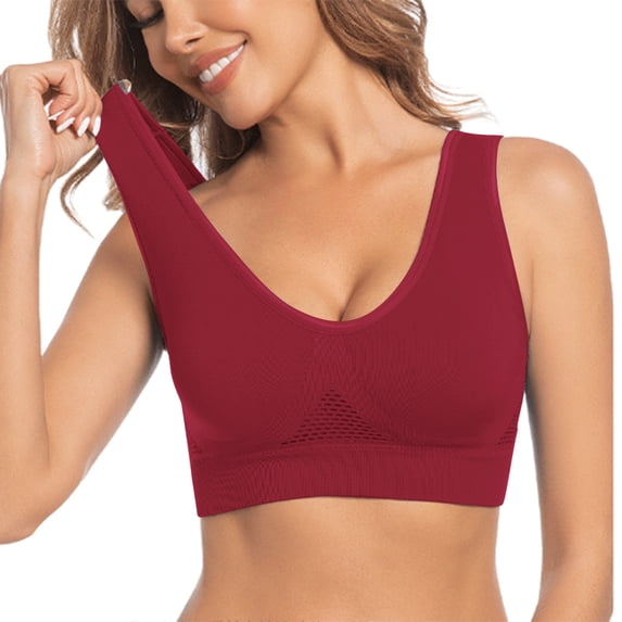 Bpmpbo Women Sports Bra Comfort Breathable Underwear Plus Size Seamless Wirefree Yoga Bra Wireless Pullover Bralette With Removable Pads