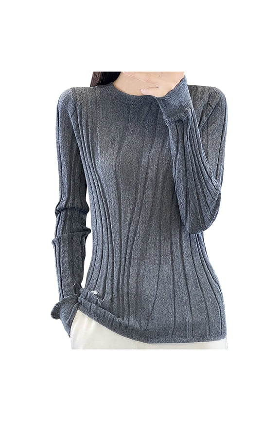 Women's Base Crewneck Sweater Solid Color Oversized Knit Pullover, Soft Casual Layering Top
