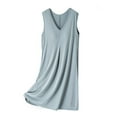 thumbnail image 1 of Bpmpbo Women's with Chest Pads Sleepwear Sleeveless Mid Length Nightgown V Neck Solid Color Drawstring Loose Comfortable Soft Sleepshirt Tank Sleep Dress, 1 of 5