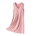 thumbnail image 1 of Bpmpbo Women's with Chest Pads Sleepwear Sleeveless Mid Length Nightgown V Neck Solid Color Drawstring Loose Comfortable Soft Sleepshirt Tank Sleep Dress, 1 of 5