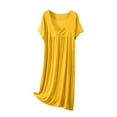 thumbnail image 1 of Bpmpbo Women's Cotton Sleepwear Short Sleeve Nightgown Round Neck Solid Color Loose Comfortable Plus Size Home Lounge Sleep Dress, 1 of 6