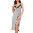 thumbnail image 1 of Bpmpbo Women's Nightgowns Sleeveless Sleepwear Casual Camisole Lace V-neck Home Wear Solid Pajamas Spaghetti Strap Side Slit Mid-Calf Sleepshirts, 1 of 4