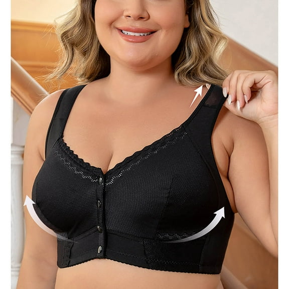 Bpmpbo Women's Oversized Bra Front Closure Bras Without Steel Rims Printed Underwear Sexy Lace Push up Bra Full Coverage Bras Everyday Bra