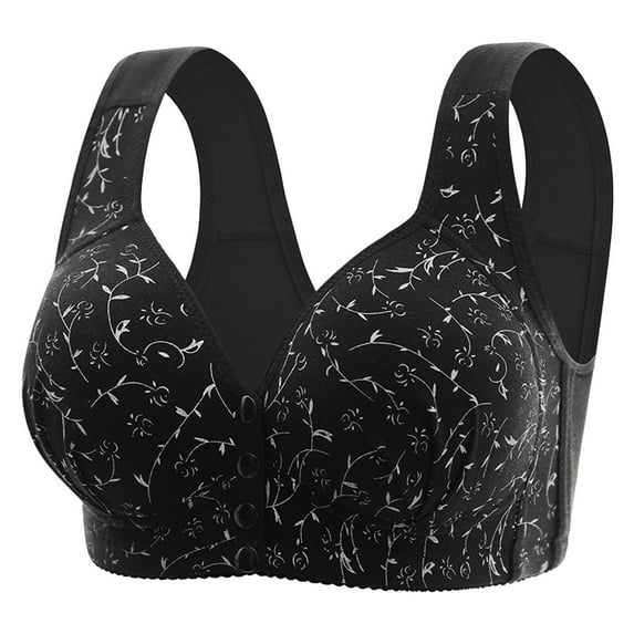 Bpmpbo Women's Oversized Bras Front Closure Bras Full Coverage Bra Solid Color Print Without Steel Rim Gathering Underwear Daily Bra
